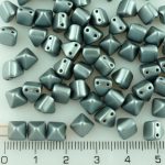 Pyramid Stud Two Hole Czech Beads - Pearl Pastel Cool Gray Silver - 6mm