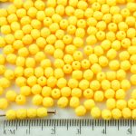 Round Faceted Fire Polished Czech Beads - Matte Yellow Silk - 4mm