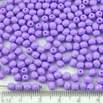 Round Faceted Fire Polished Czech Beads - Purple Violet Silk Matte - 4mm