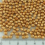 Round Faceted Fire Polished Czech Beads - Pearl Pastel Amber Gold - 4mm