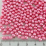 Round Faceted Fire Polished Czech Beads - Pastel Pink Pearl - 4mm