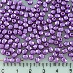 Round Faceted Fire Polished Czech Beads - Pearl Pastel Violet Purple - 4mm
