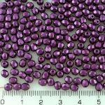 Round Faceted Fire Polished Czech Beads - Pearl Pastel Burgundy Purple - 4mm