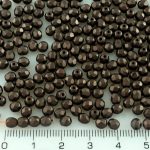 Round Faceted Fire Polished Czech Beads - Pearl Pastel Chocolate Brown Bronze - 4mm