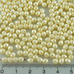 Round Faceted Fire Polished Czech Beads - Pearl Pastel Cream White - 4mm