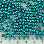 Round Faceted Fire Polished Czech Beads - Pearl Pastel Teal Blue Turquoise - 4mm