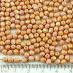 Round Faceted Fire Polished Czech Beads - Chalk Pink Luster - 4mm