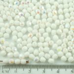 Round Faceted Fire Polished Czech Beads - Opaque White AB Half - 4mm