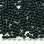 Round Faceted Fire Polished Czech Beads - Matte Jet Black - 4mm