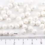 Round Faceted Fire Polished Czech Beads - Pastel Pearl Snow White - 6mm