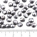 Round Faceted Fire Polished Czech Beads - Pastel Pearl Silver Gray - 6mm