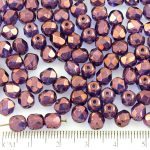 Round Faceted Fire Polished Czech Beads - Crystal Vega Purple Luster - 6mm