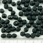 Round Faceted Fire Polished Czech Beads - Matte Black - 6mm