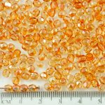 Round Faceted Fire Polished Czech Beads - Crystal Yellow Orange Apricot Luster - 4mm