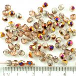 Round Faceted Fire Polished Czech Beads - Crystal Iris Purple Half - 4mm