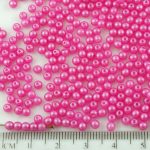 Round Czech Beads - Pearl Shine Light Fuchsia Pink - 3mm
