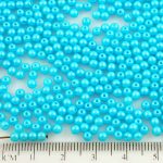 Round Czech Beads - Pearl Shine Aqua Light Blue - 3mm