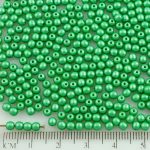 Round Czech Beads - Pearl Shine Green - 3mm