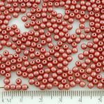 Round Czech Beads - Pearl Shine Red Brown Autumn Leaf - 3mm