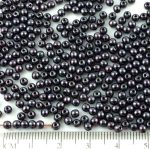 Round Czech Beads - Picasso Black Luster - 3mm