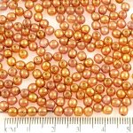 Round Czech Beads - Crystal Red Gold Luster - 4mm