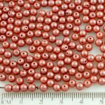 Round Czech Beads - Pearl Shine Red Brown Autumn Leaf - 4mm