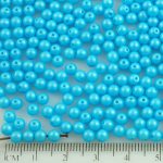Round Czech Beads - Pearl Shine Aqua Light Blue Turquoise - 4mm