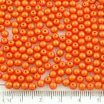Round Czech Beads - Gold Shine Orange Matte Pearl - 4mm