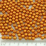 Round Czech Beads - Gold Shine Amber Gold Matte Pearl - 4mm