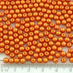 Round Czech Beads - Gold Shine Red Gold Matte Pearl - 4mm