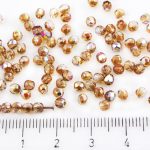 Round Faceted Fire Polished Czech Beads - Crystal Rainbow Brown - 3mm