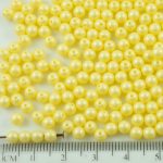 Round Czech Beads - Matte Pearl Pastel Yellow Cotton Candy - 4mm