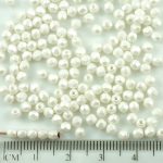 Round Faceted Fire Polished Czech Beads - Pastel Pearl Snow White - 3mm