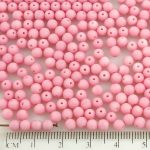 Round Czech Beads - Matte Pink Opaque Frosted - 4mm