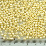 Round Faceted Fire Polished Czech Beads - Pearl Pastel Cream White - 3mm