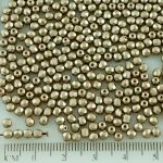 Round Faceted Fire Polished Czech Beads - Pearl Pastel Taupe Gray Brown - 3mm