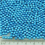 Round Faceted Fire Polished Czech Beads - Pastel Pearl Azure Blue - 3mm