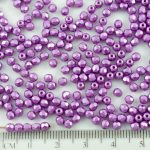 Round Faceted Fire Polished Czech Beads - Pastel Pearl Violet Purple - 3mm