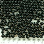 Round Czech Beads - Opaque Jet Black - 4mm