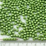 Round Faceted Fire Polished Czech Beads - Pearl Pastel Sage Olive Green - 3mm