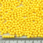 Round Faceted Fire Polished Czech Beads - Matte Yellow Silk - 3mm