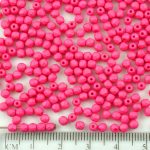 Round Faceted Fire Polished Czech Beads - Pink Silk Matte - 3mm