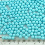Round Czech Beads - Opaque Turquoise Baby Blue - 4mm