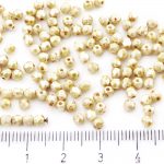 Round Faceted Fire Polished Czech Beads - Picasso Honey White Luster - 3mm