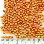 Round Faceted Fire Polished Czech Beads - Pink Red Gold Luster - 3mm