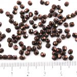 Round Faceted Fire Polished Czech Beads - Metallic Shiny Bronze Brown Luster - 3mm