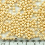 Round Faceted Fire Polished Czech Beads - Cream Chalk Orange Luster - 3mm