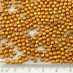 Round Faceted Fire Polished Czech Beads - Metallic Matte Bronze Gold - 3mm