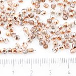 Round Faceted Fire Polished Czech Beads - Crystal Metallic Capri Gold Copper Half - 3mm