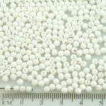 Round Faceted Fire Polished Czech Beads - Opaque White AB Half - 3mm